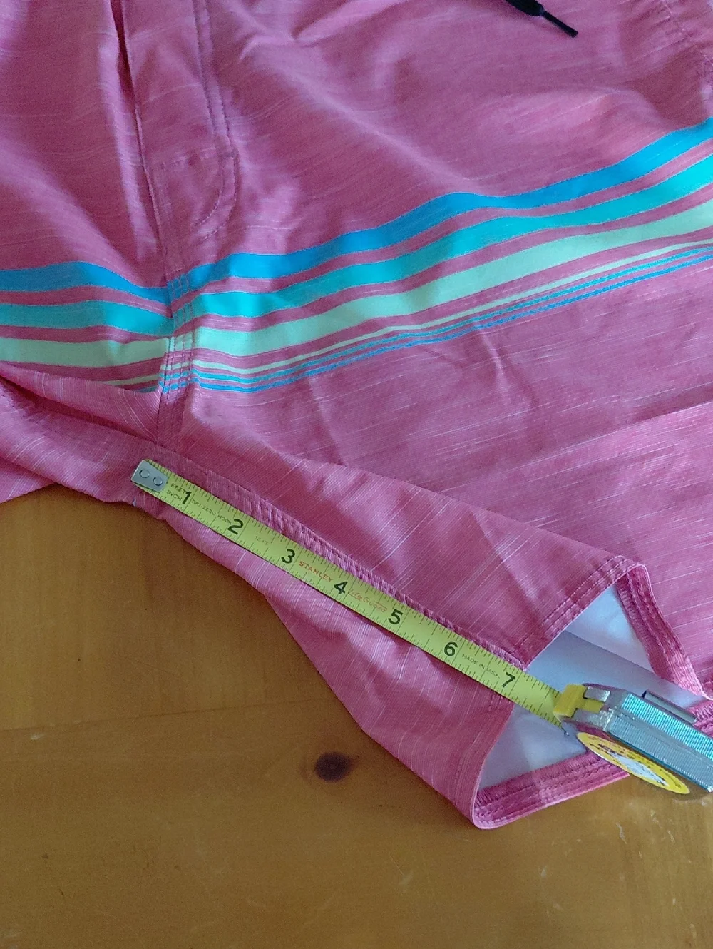 Rip Curl Pink Board Shorts with Teal Striping Mens 36